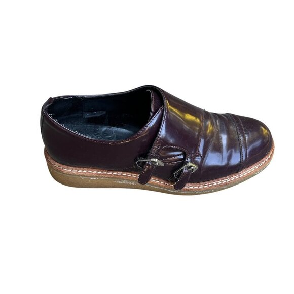 Zara Basic Y2K Maroon Double Buckle Monkstrap Platform Shoes Size 8 - Picture 2 of 9